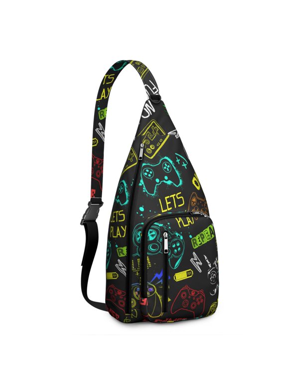 Digital Aesthetic Sling Bag - Convenient Waterproof Chest Pack with Theft-Proof Design for Commuters