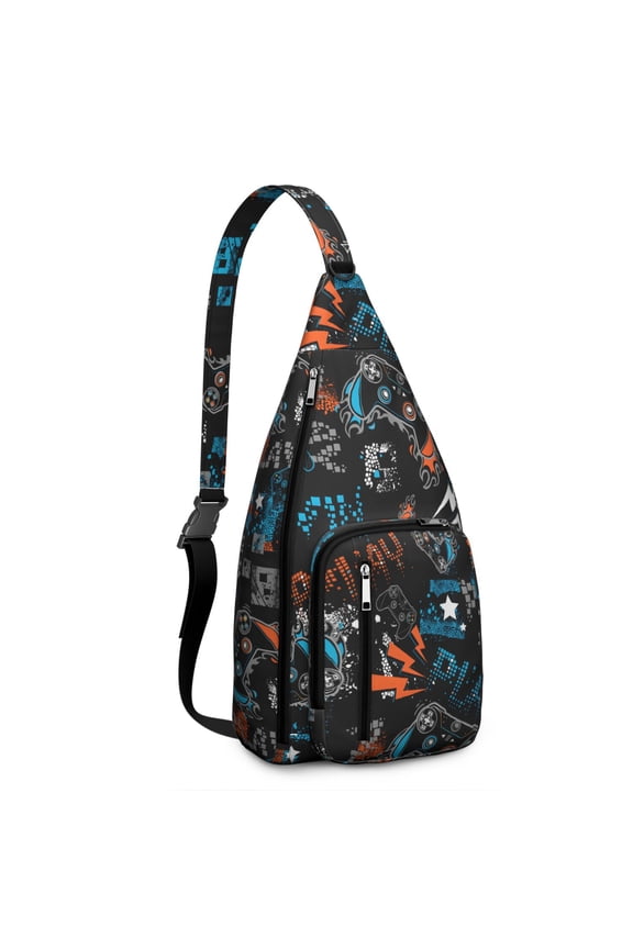 Digital Aesthetic Sling Bag - Convenient Waterproof Chest Pack with Theft-Proof Design for Commuters