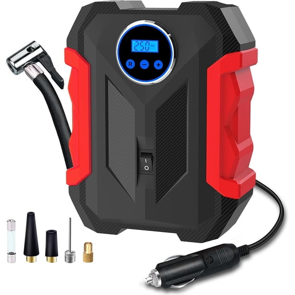 Digital Air Compressor for Car Auto Pump Portable Tire Inflator with LED Light DC 12V