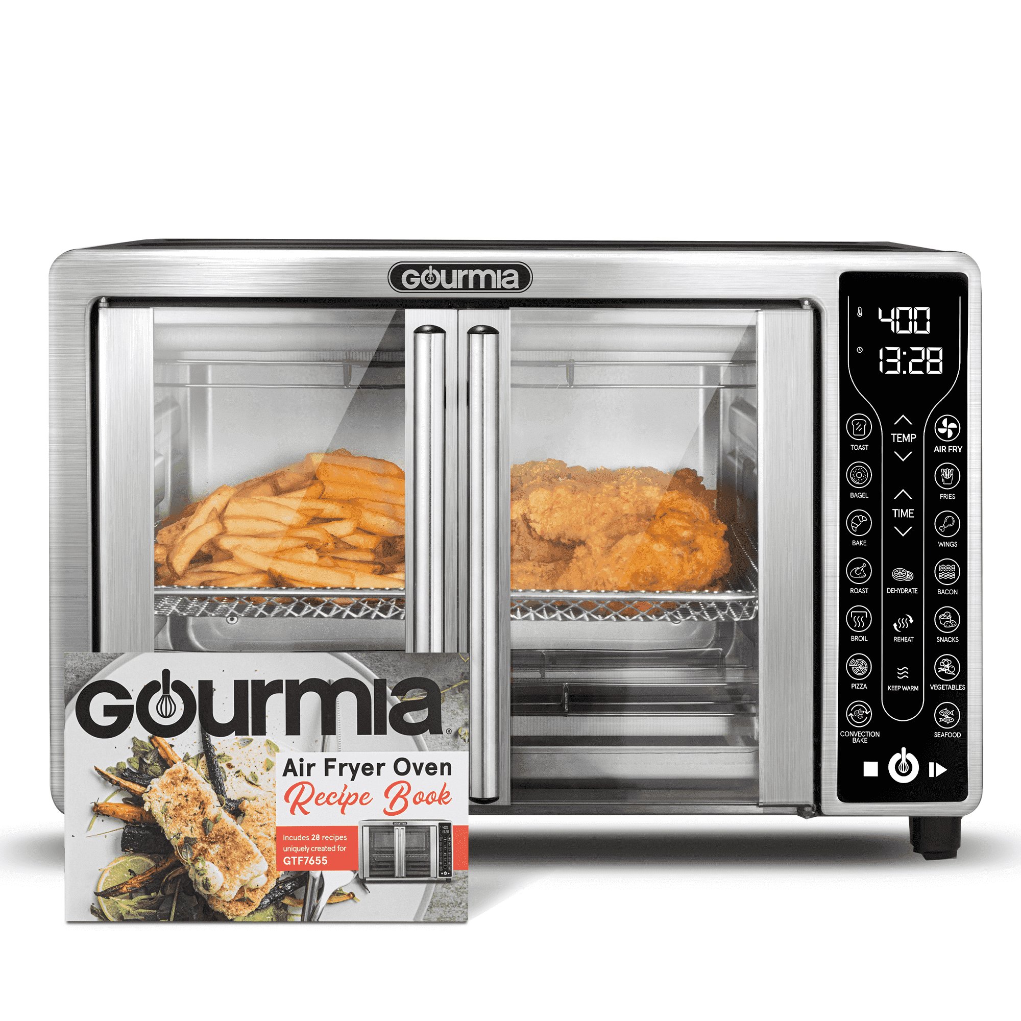Digital Air Fryer Toaster Oven Combo | 17 One Touch Cooking Functions | Fits 12" Pizza | Cooks Food Quickly With Little to No Oil | Stainless Steel Air Fryer | Toaster Ovens Countertop | Gourmia - Walmart.com