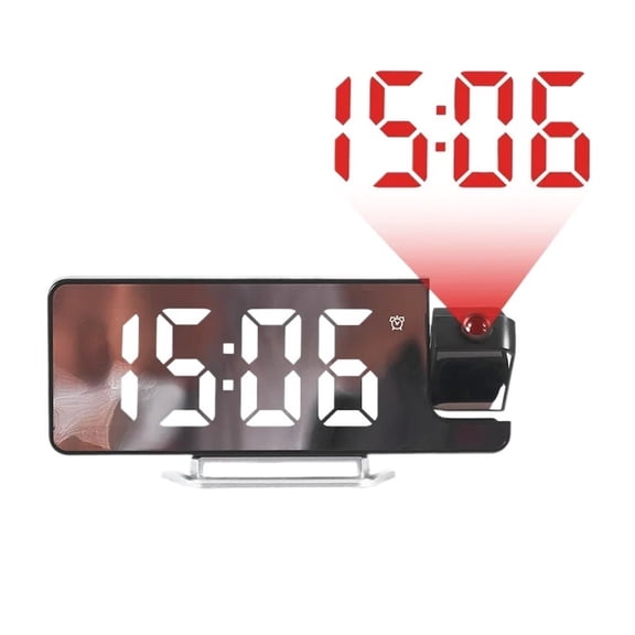 Digital Alarm Clock 180° Rotation Time Projection Alarm Clock With Temperature Snooze Table Clock 12/24H USB Projector LED Clock