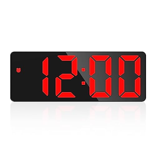 Digital Alarm Clock,6.5'' LED Alarm Clock for Bedroom,Electric Desk Clock with USB Port,Snooze,Adjustable Brightness,Work Day Mode,Black Case and Red Digit