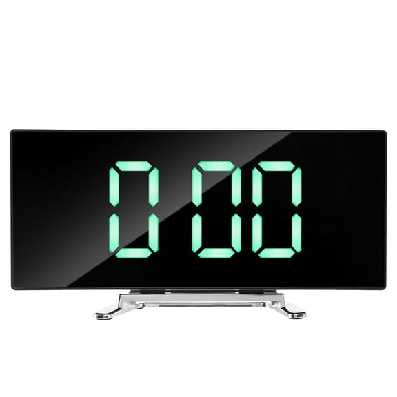 Digital Alarm Clock, 7 Inch Curved Dimmable LED Screen Digital Clock Bedroom, Green Number Clock, Smart Alarm Clock,Snooze Function,12/24 Hour, USB Port