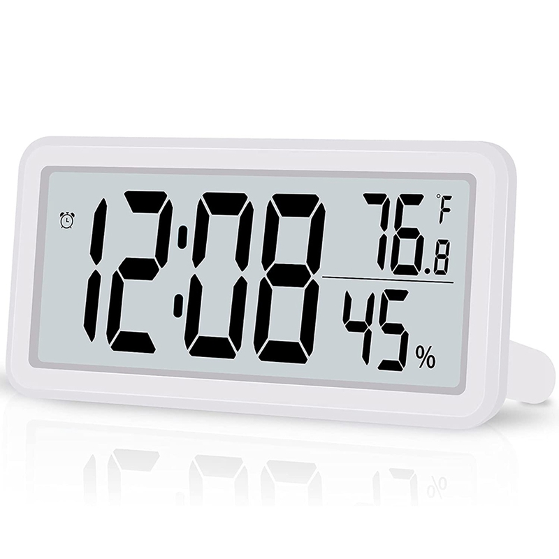 Digital Alarm Clock,Battery Operated LCD Electronic Clock White
