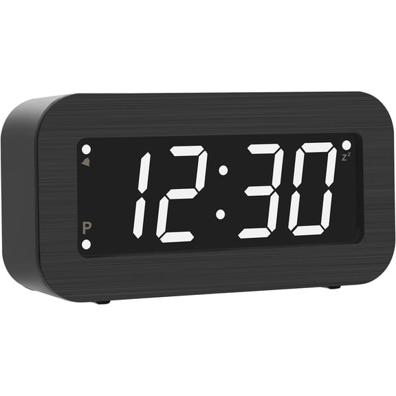 Digital Alarm Clock Battery Operated - LCD/LED Display Switchable, Included DC Cable, Dual LED Brightness, Snooze, 12/24Hr