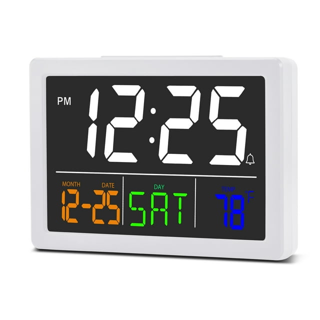 Large LED Digital Alarm Clock for Bedroom & Office Time, Date