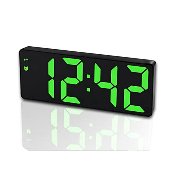 Digital Alarm Clock for Bedroom,Mirror Surface LED Electronic Clocks,Adjustable Brightness,Snooze Model,Voice Control,12/24H Display,Alarm Clock for Kids,Office,Table,Nightstand