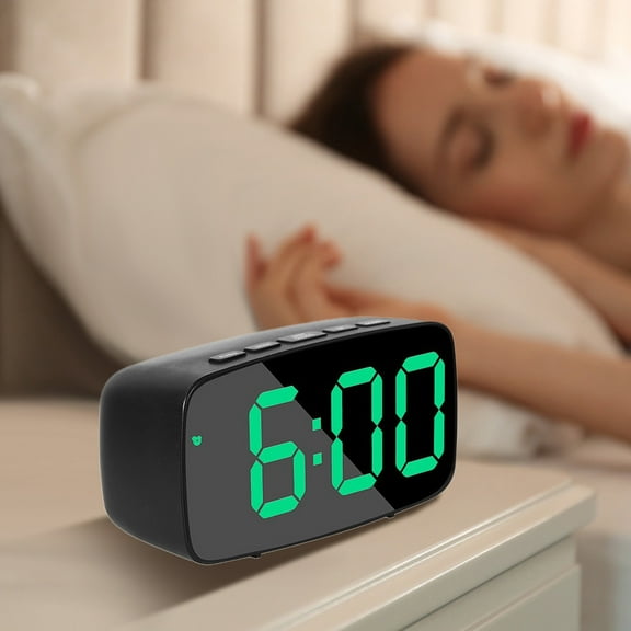 Digital Alarm Clock for Bedroom,Mirror Surface Led Electronic Clocks,Large Led Display 12/24h Snooze Mode Battery Operated Bedside Clock,Digital Alarm Clock Portable Clocks for Bedroom Desk Clocks