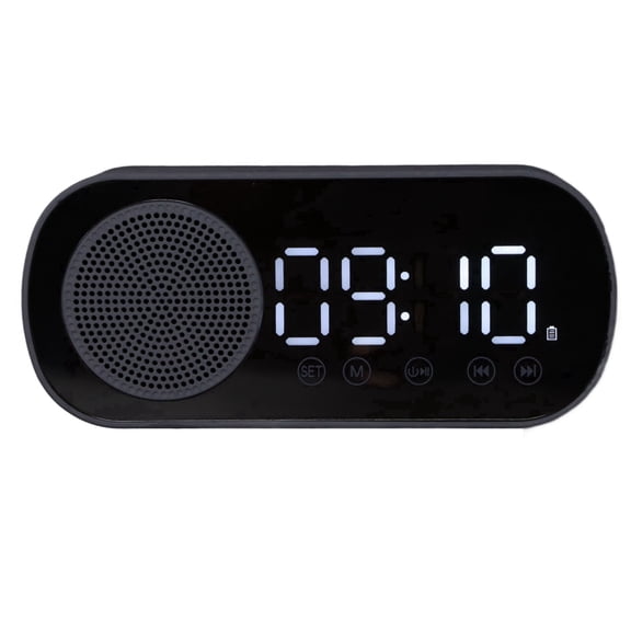 Digital Alarm Clock Bluetooth Speaker Mirror Clock, 1600mAh FM Radio Alarm Clock for Home for Travel