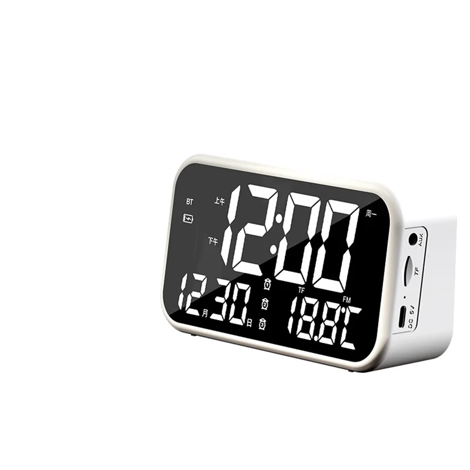 Digital Alarm Clock Bluetooth Speaker Tf Card/usb Playback, Auto Time Set For Bedroom & Office