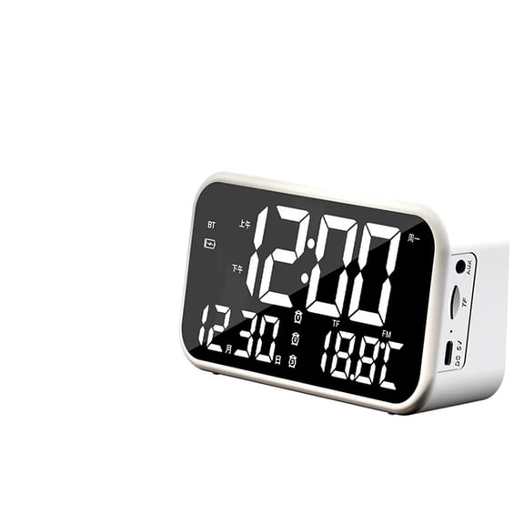 Digital Alarm Clock Bluetooth Speaker Tf Card/usb Playback, Auto Time Set For Bedroom & Office