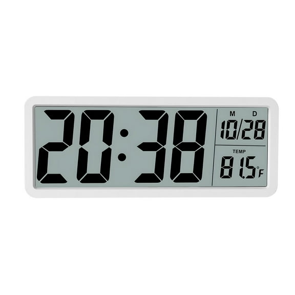 Lzvxtym Digital Alarm Clock LED Wall Clock with Temperature Display for Office Bedroom Living Room,7.95",White