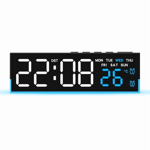 Digital Alarm Clock Desk Clocks for Living Room Bedroom with Large Number,Dimmer,Loud Alarm Temperature,Day of Week