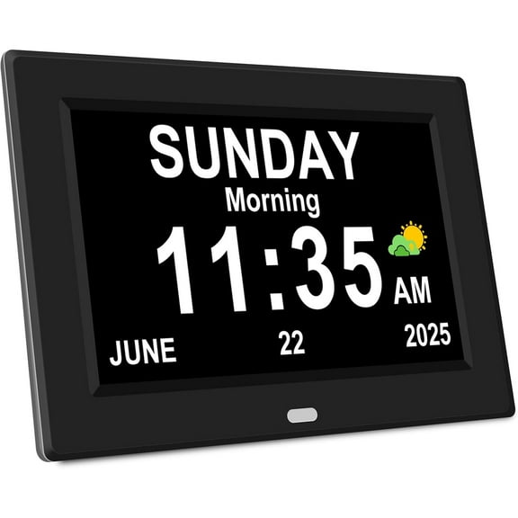 Digital Alarm Clock for Elderly Large Display for Seniors Electric Clocks with Date Day of Week 12 Alarms 4 Colors Desk Wall Calendar Clocks for Memory Loss Alzheimers Dementia Auto DST/Dimmer
