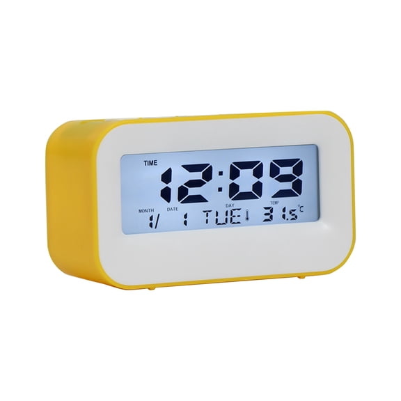 Digital Alarm Clock, Electronic Clock for Students with Perpetual Calendar, Simple Bedside Clock with White Backlight for Desk, Bedroom, or Home Office Use