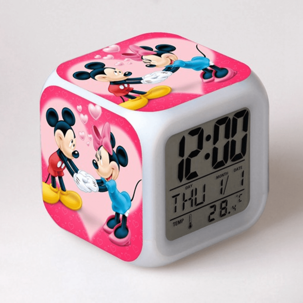 Digital Alarm Clock for Kids, Cartoon Mickey Mouse Pattern 7 LED Color