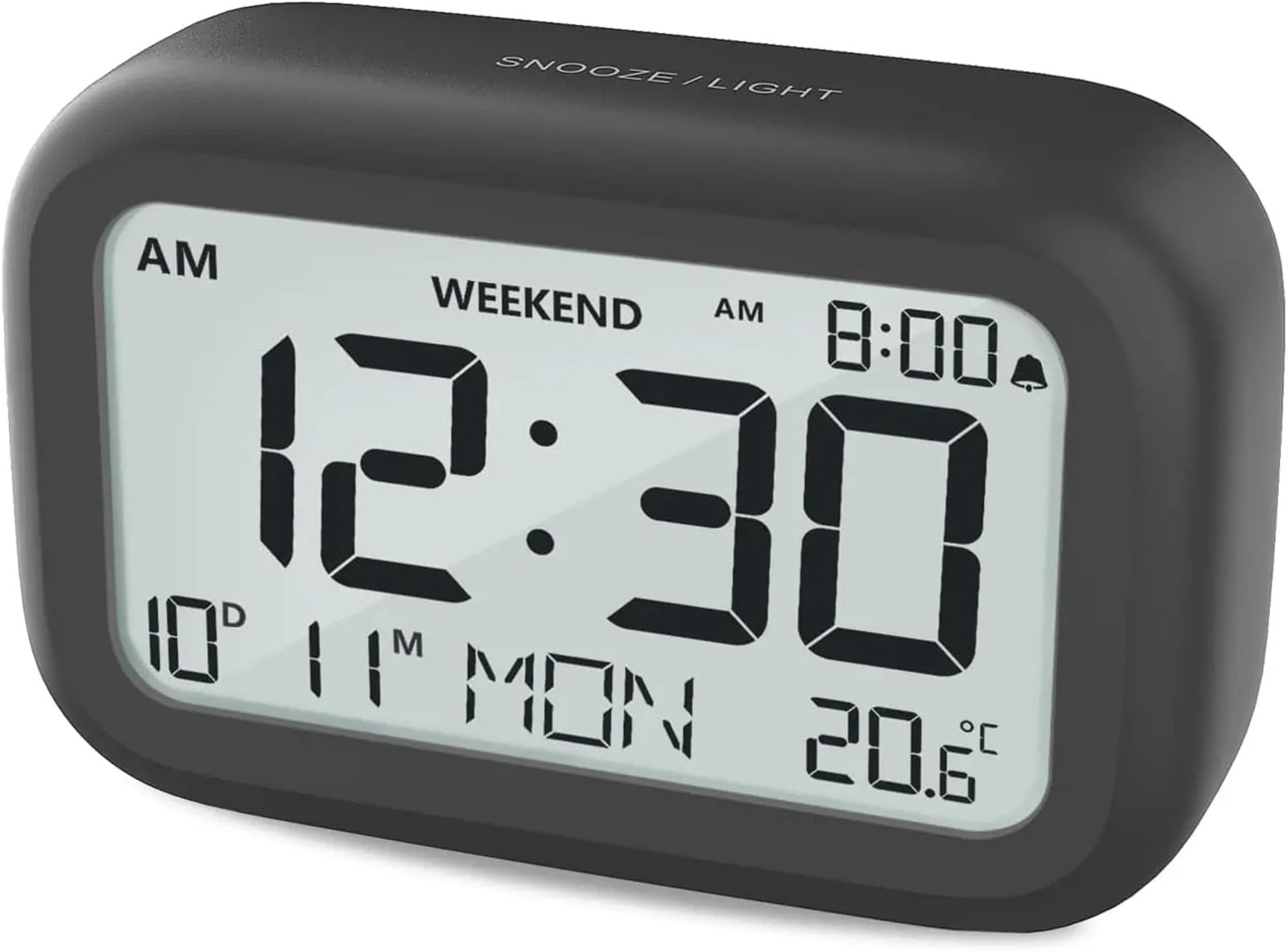 Digital Alarm Clock LCD Alarm Clock Calendar Temperature Humidity Display Electronic Desktop Clock for Home Office Bedroom Decor
