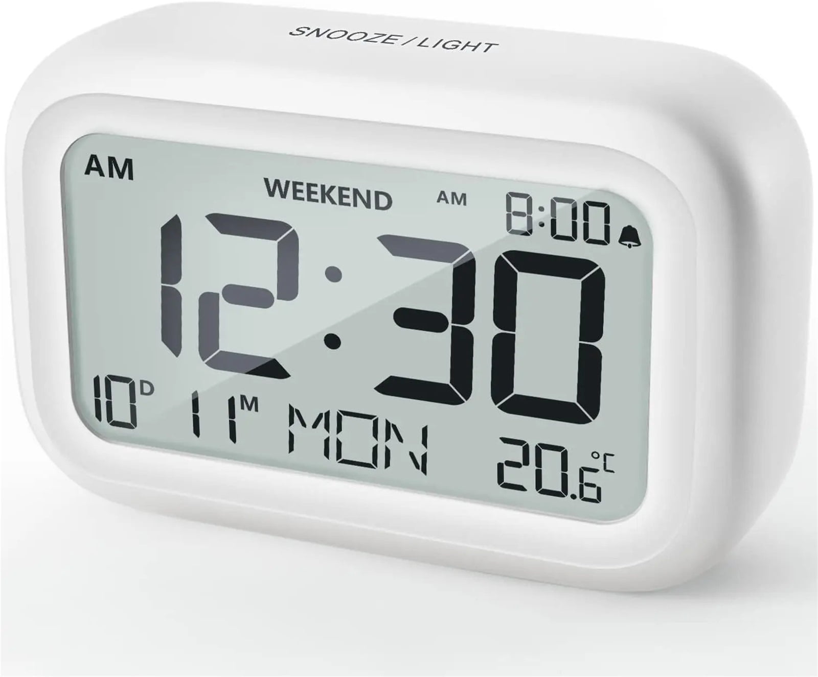 Digital Alarm Clock LCD Alarm Clock Calendar Temperature Humidity Display Electronic Desktop Clock for Home Office Bedroom Decor