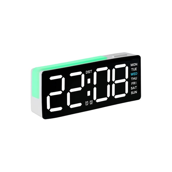Digital Alarm Clock with LED Display Date Time Temperature Battery or AC Powered Adjustable Brightness for Bedroom Office or Nightstand Modern Desk Clock for Home