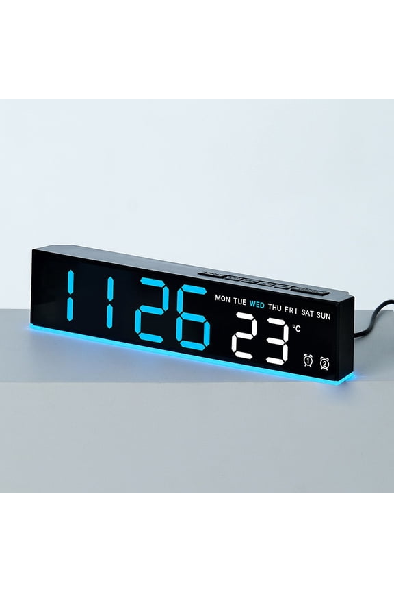 Digital Alarm Clock LED Display Electronic Date Temperature DST Function Dual Power Adjustable Brightness Bedroom Office Modern