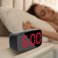 thumbnail image 1 of Digital Alarm Clock LED Display, Gaqring Snooze Function 12/24H Switch Mirror Panel, Temperature Display Stereo Digital Electronic Clock for Bedroom Desk Office, 1 of 7