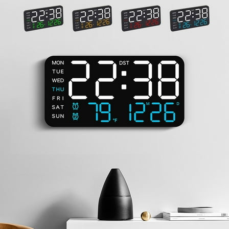 Digital Alarm Clock LED Display | Multifunctional USB/Battery Powered Electronic Clock | Date Temperature Daylight Saving | Adjustable Brightness | 8.5"x4.3" Modern Plastic