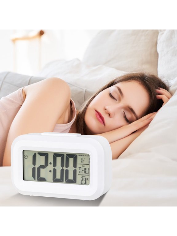 Digital Alarm Clock LED Display, Usupdd Snooze Alarm Clock with Stereo Display, 12/24H Switching Countdown Timer Clock for Bedroom Desk, White