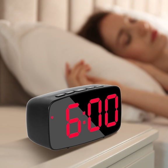 Digital Alarm Clock LED Display, Usupdd Snooze Alarm Clock with Temperature Display, 12/24H Switching Stereo Digital Clock for Bedroom Desk, Black