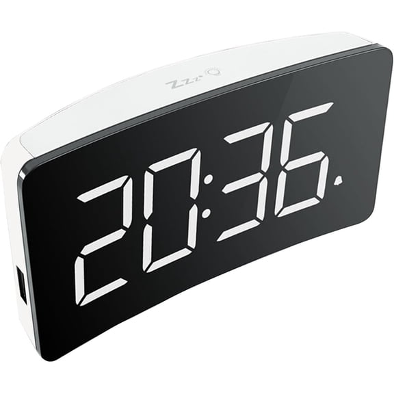 Digital Alarm Clock - LED Display with Dual Alarm & Night Light, Plug-in Bedside Clock for Heavy Sleepers (White)