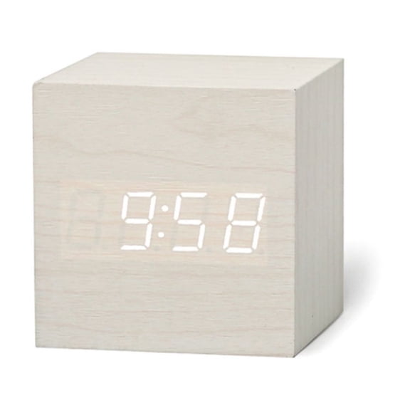 Digital Alarm Clock Large Display Bedside Wooden LED Temperature Electronic Voice Control Table Clocks Control Snooze Function Desktop Table Decor for Bedroom, Bedside