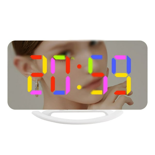 Digital Alarm Clock Large Display, LED Mirror Electronic Clocks with 2
