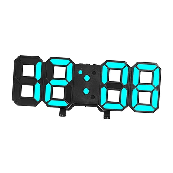 Digital Alarm Clock Large Display LED Wall Clock for Bedside Home Study Room Black and Blue