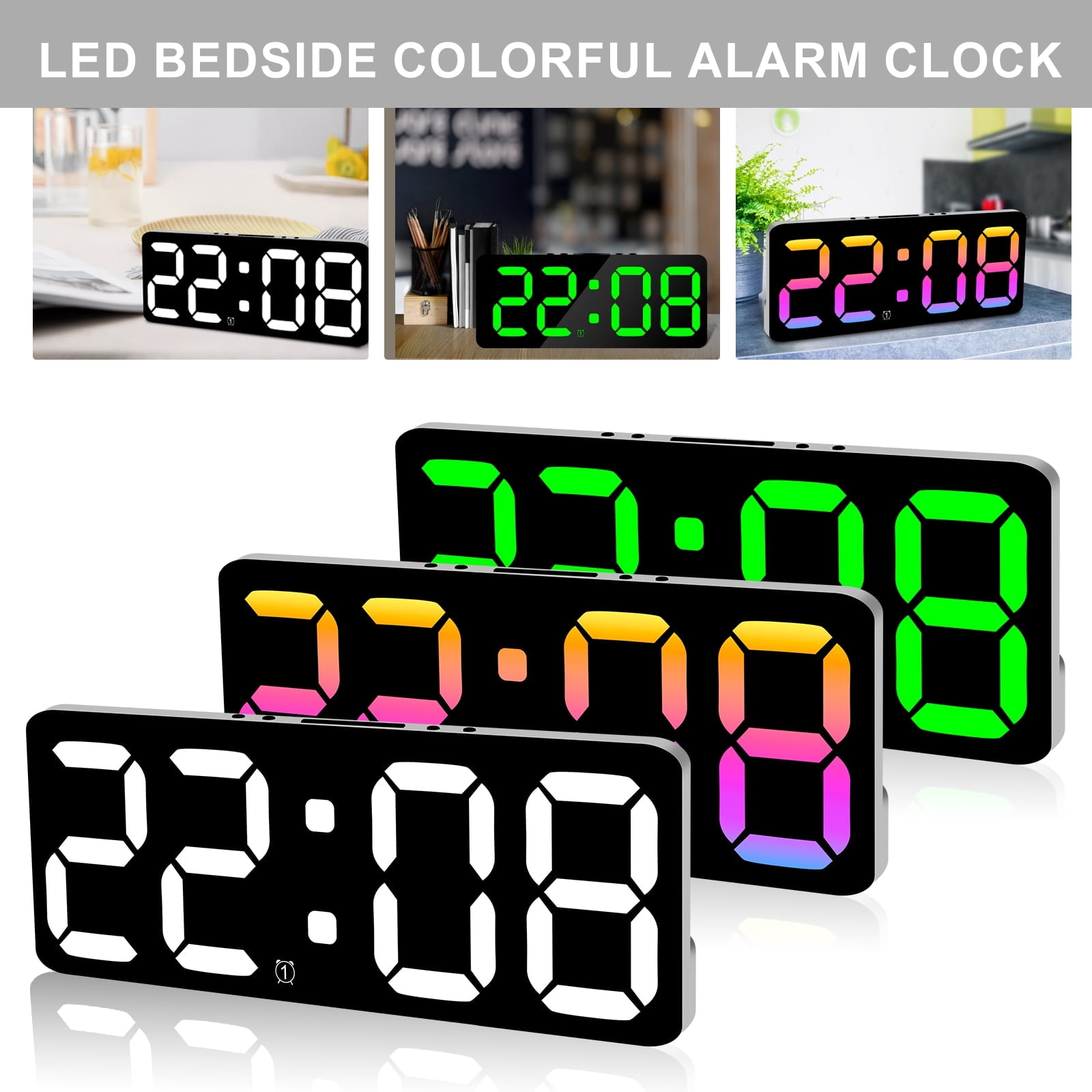 Led Display Alarm Clock Module Digital Alarm Clock Large LED Display Alarm Clock Snooze Bedside Alarm ...