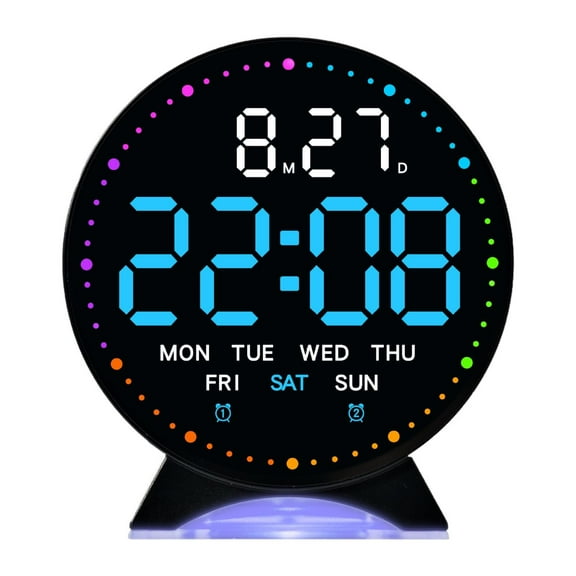 Digital Alarm Clock Large LED Display Bedside Time Date Week Show Adjustable Brightness Boys Girls Kitchen