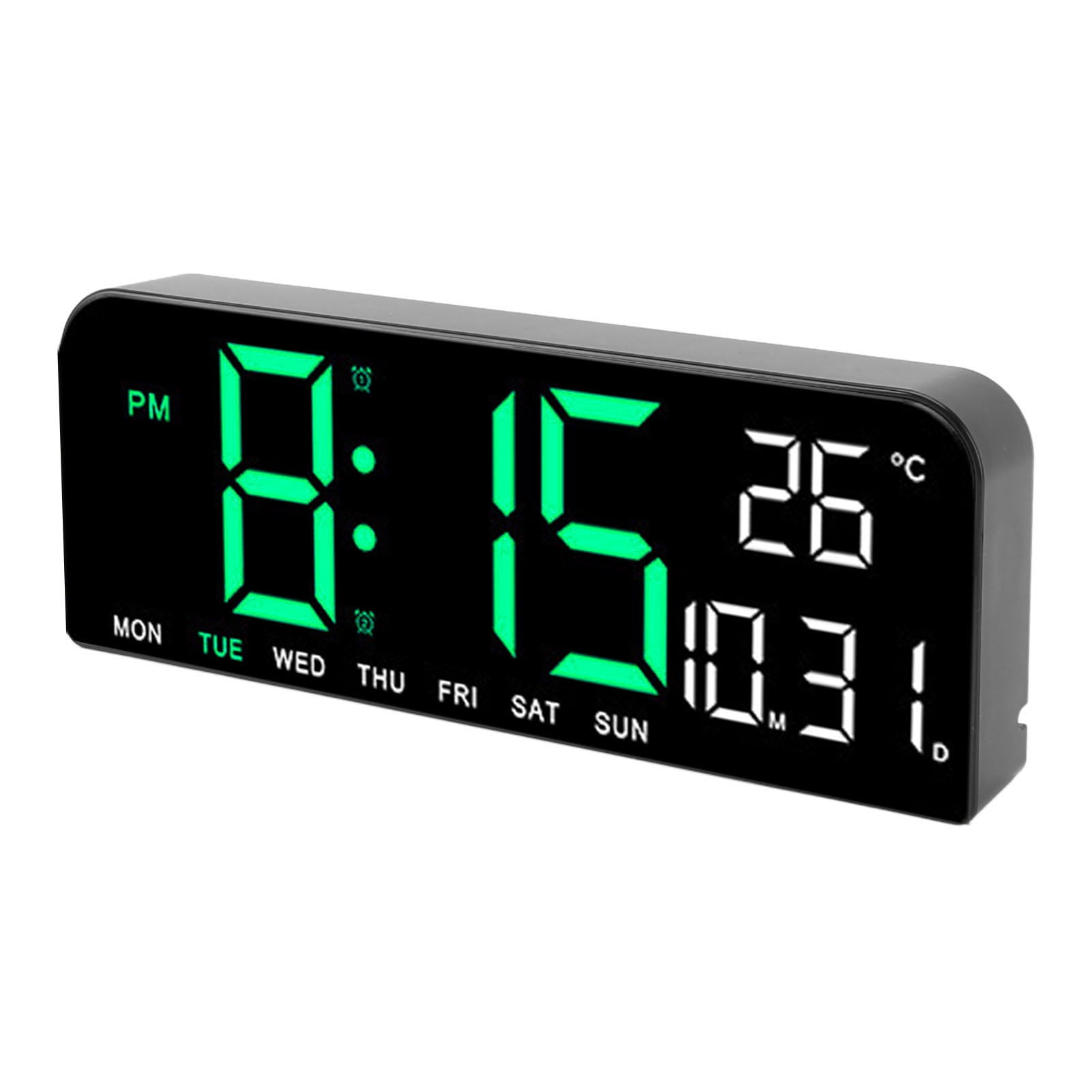Digital Alarm Clock Large LED Display Desk Wall Clock with Temperature ...