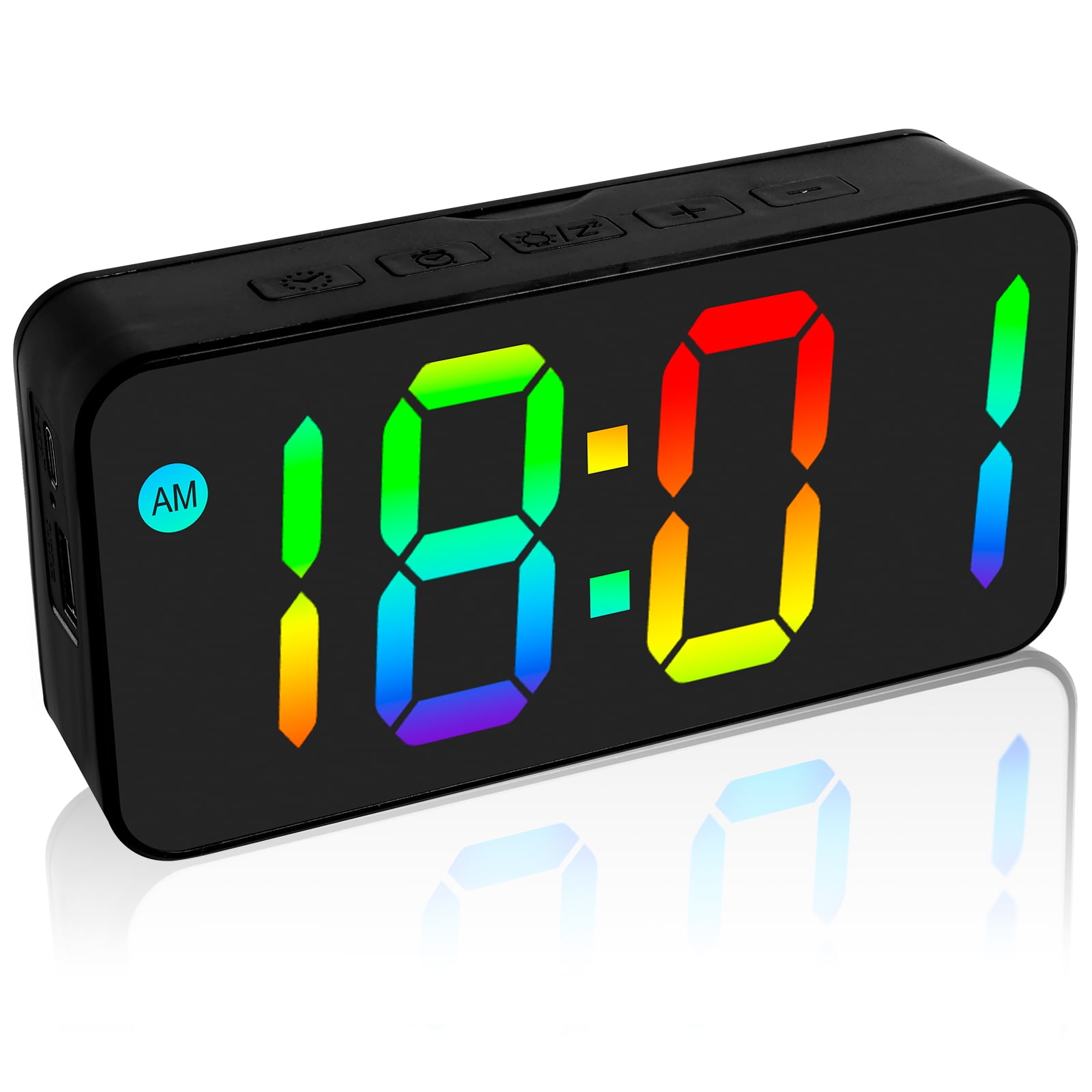 Digital Alarm Clock with Large LED Display RGB Night Light Adjustable