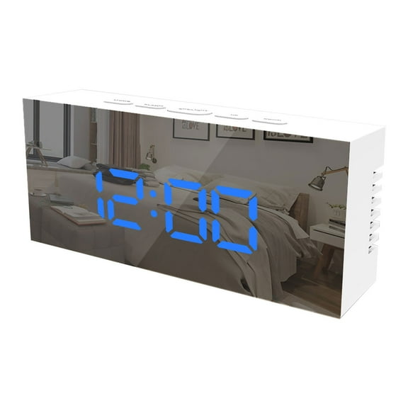 Digital Alarm Clock with Large Screen LED Display, Mirror 3- Brightness USB Port for Home Decoration, Convenient for Daily Use, Lightweight and Durables(Blue)