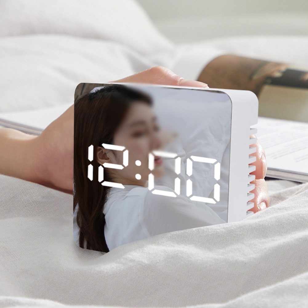 Digital Alarm Clock, Mirror Clock, LED Clock for Bedroom, Electronic