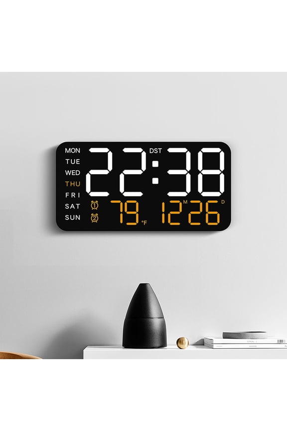 Digital Alarm Clock Multi-Functional LED Display - Date, Temperature, DST, Bedroom or Office, Plastic, 21.5 x 11 x 4 cm