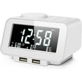 thumbnail image 1 of Digital Alarm Clock Radio - 0-100% Dimmer. Dual Alarm with Weekday/Weekend Mode. 6 Sounds Adjustable Volume. FM Radio w/Sleep Timer. 2 USB Charging Ports. Thermometer. Battery Backup(White), 1 of 1