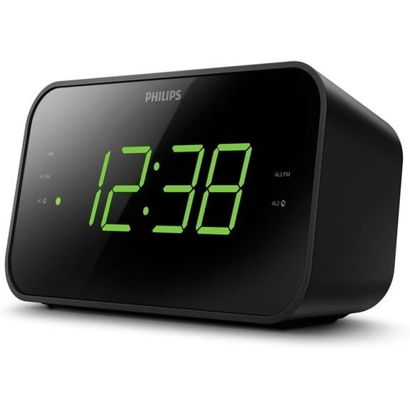 Digital Alarm Clock Radio, FM Radio Alarm Clocks for Bedrooms, Dual Alarm Clock Radios for Bedroom with Battery Backup, Sleep Timer Function, Easy Snooze and Large LED Display - Black