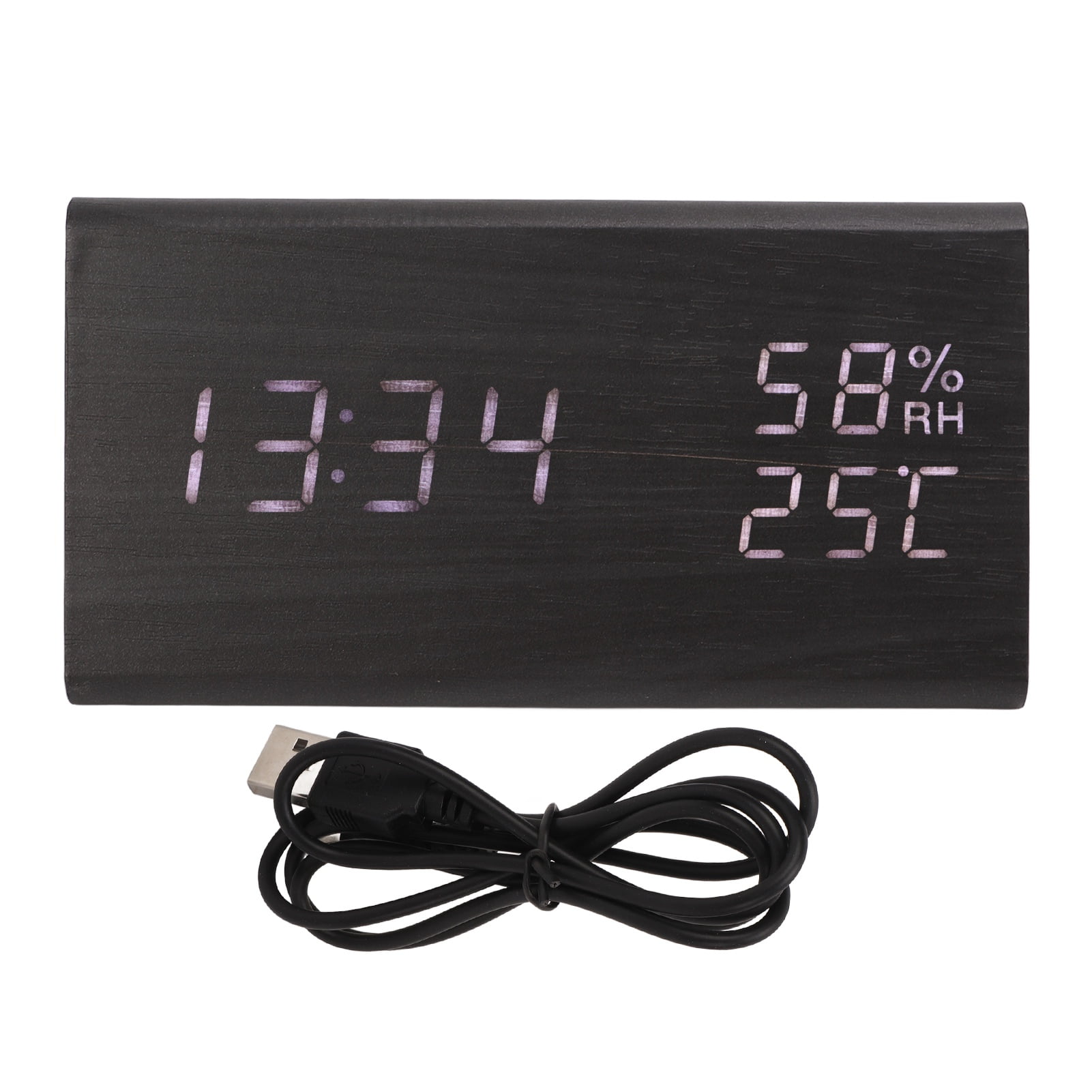 Digital Alarm Clock Regulable Brightness Temperature Humidity Display ...