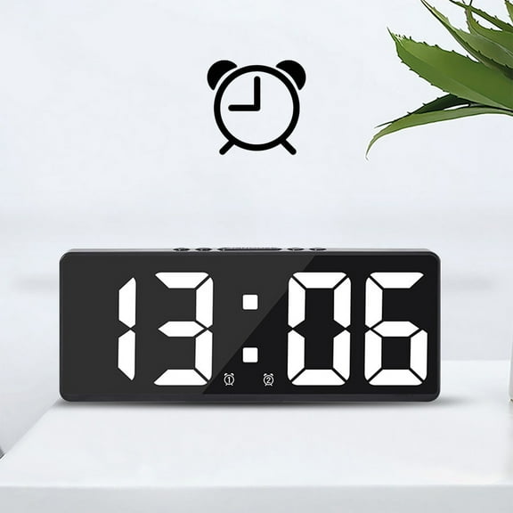 Digital Alarm Clock Simple LED Large Display Fashionable Desktop Bedside Clock Fully Functional For Study Kitchen Or Bedroom Black Frame Weekly Price Drops & Special Offers