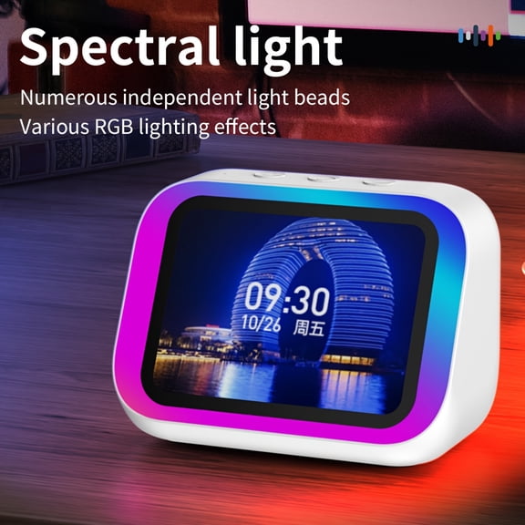 Digital Alarm Clock,Smart Bluetooth Speaker with Display Clock,Smart Screen Voice Assistant Weather Show, Room Clocks Suitable for Home Offices Stylish Design & Practical Daily