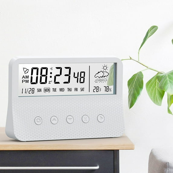 Digital Alarm Clock, Temperature, Humidity, Snooze, Aesthetic Home and Office Decor, Battery Operated Desk Clock for Office Living Room Shelf Bedroom