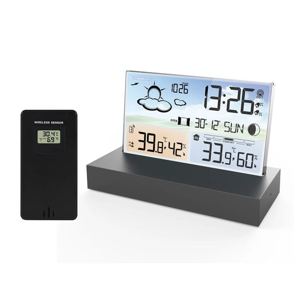 Digital Alarm Clock Temperature Humidity Weather Forecast Electronics Desktop Table Watch AA Battery Living room Bedroom ,Excellent Visual Experience