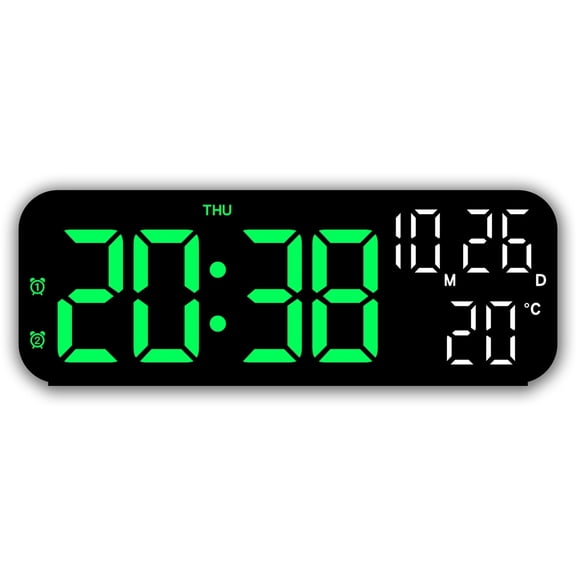 Digital Alarm Clock Temperature and Date Week Display Night Mode Table Clock Voice Control 12/24H Electronic LED Alarm Clocks