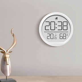 Digital Alarm Clock Thermometer Hygrometer Round LCD Display Bedroom Desktop Decor for Temperature Monitoring