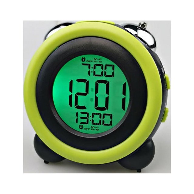 Digital Alarm Clock Time Date Display Double Bell Super Loud for Heavy Sleepers Dual Alarm Blue