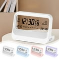 thumbnail image 1 of Digital Alarm Clock, Transparent Display Temp Humidity, Timer Multifunction, Modern Home Decor, for Bedroom Office, Smart Wake Up, Stylish Electronic Clock Akmoler | Pink, 1 of 8